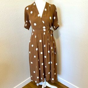 Anthropologie Maeve Bernice Polka Dot Wrap Dress Size 2 Petite